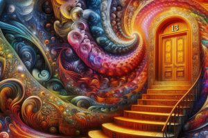 die verwunschene tuer nummer 13 fantasy . transzendent. psychodelic treppen