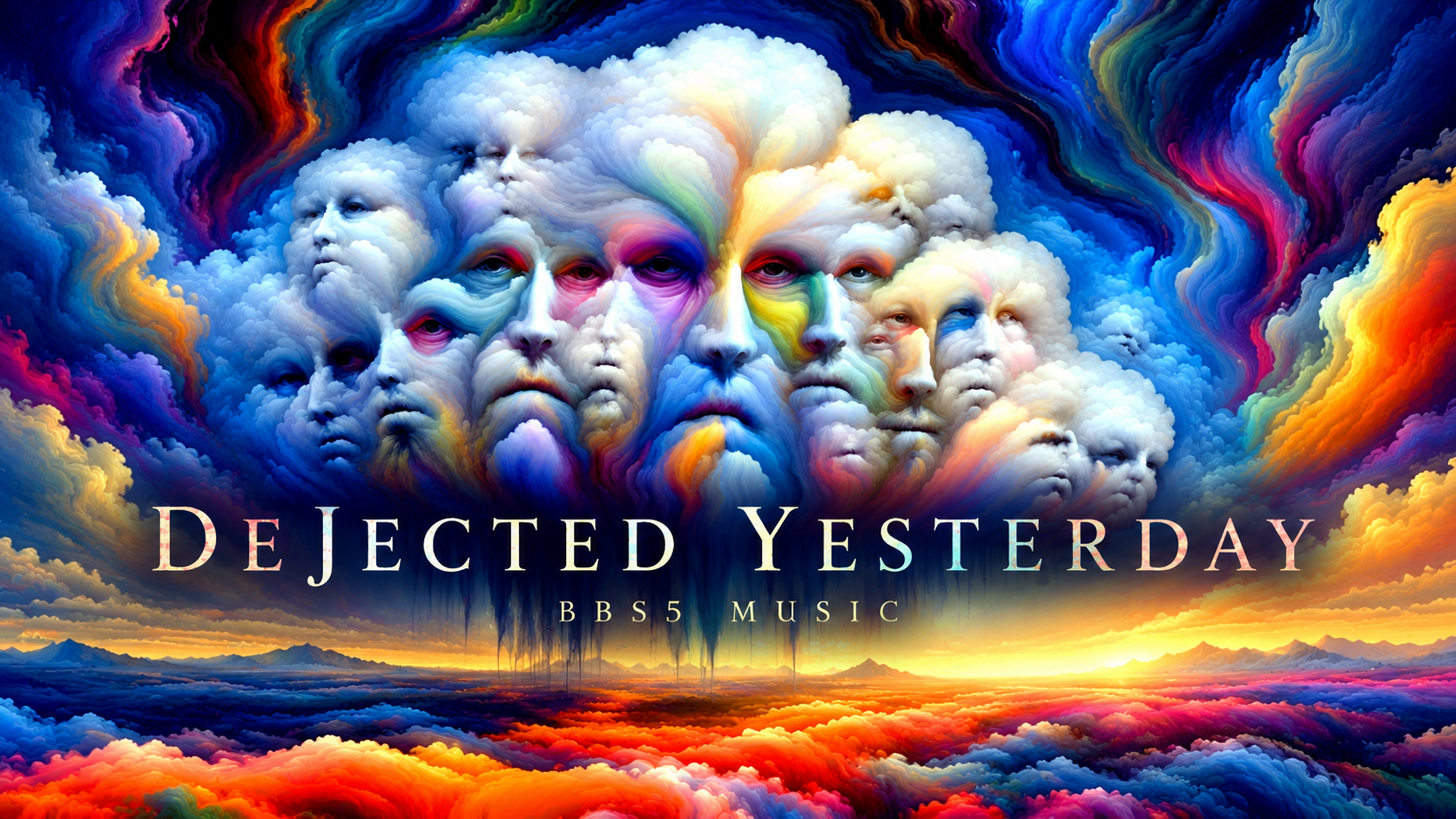 Dejected Yesterday 🌌 | Melancholic Electronic & Psychedelic Visual 1 Surreale Wolken voller Gesichter Dejected Yesterday